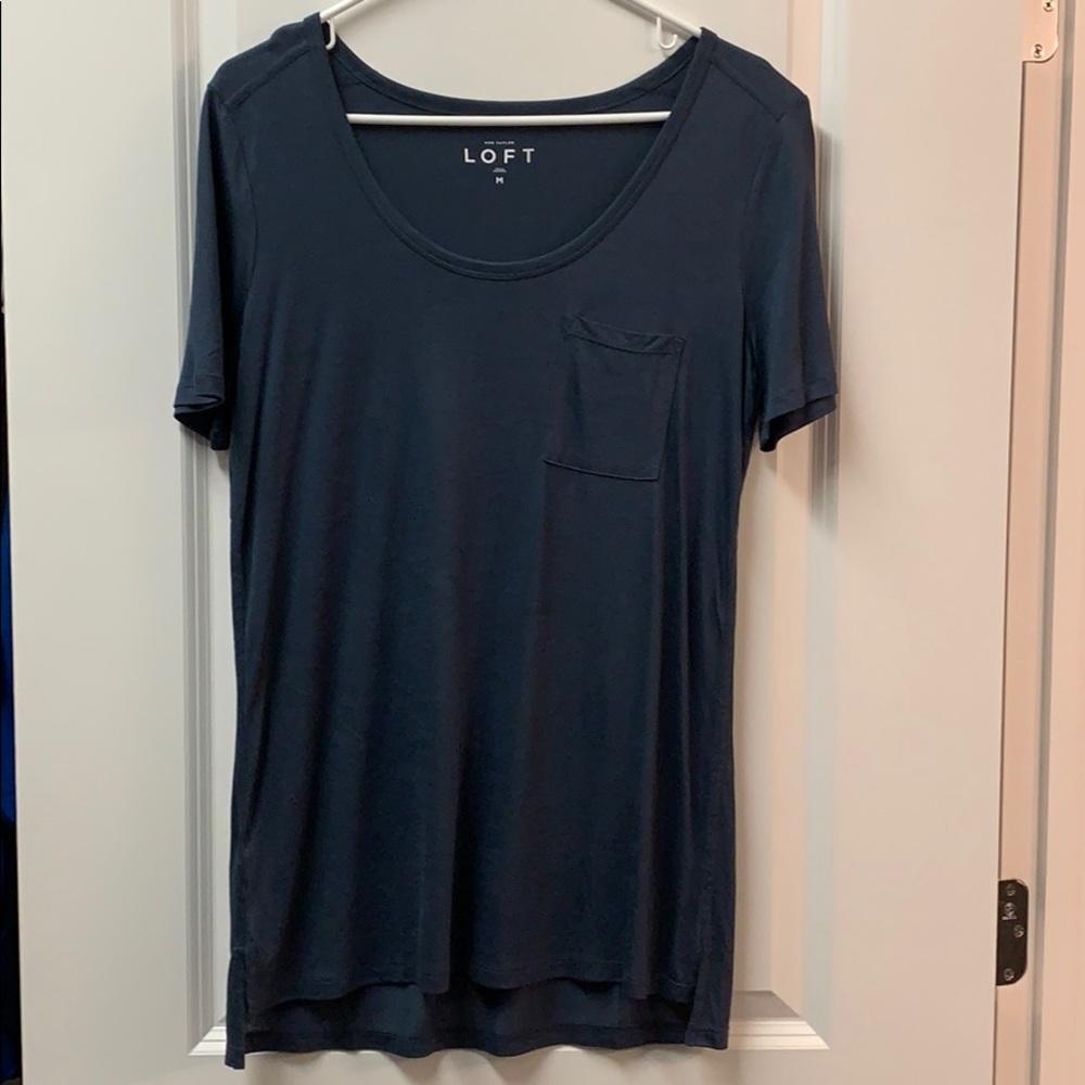Loft very soft scoop neck tee bluish gray